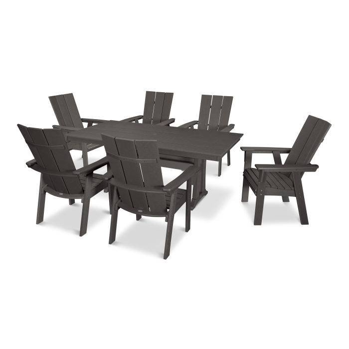 Polywood Modern Adirondack 7 Piece Farmhouse Dining Set In Vintage Modern Adirondack 7 Piece Farmhouse Dining Set In Vintage Finish