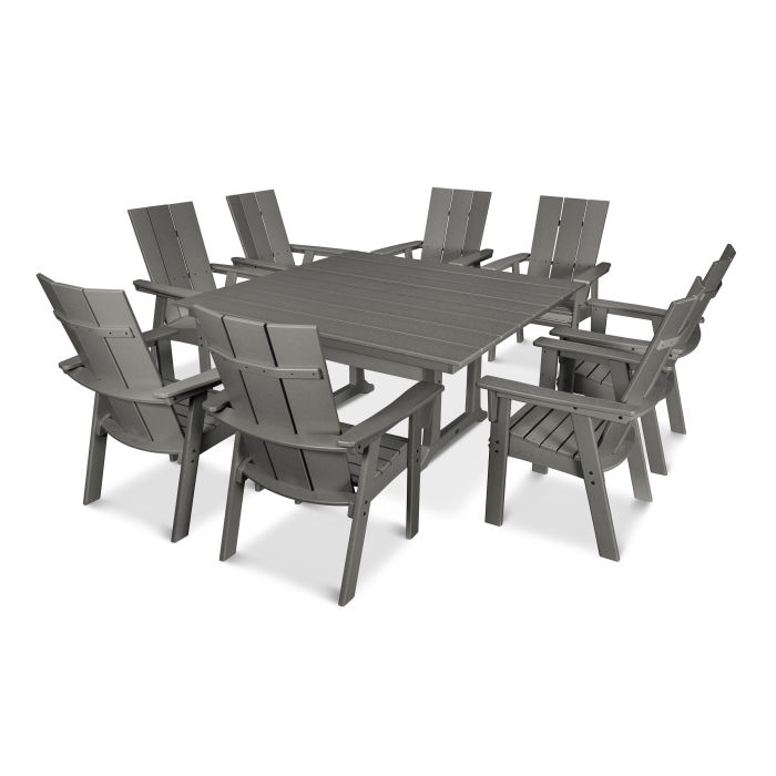 POLYWOOD® Modern Adirondack 9-Piece Farmhouse Dining Set ...