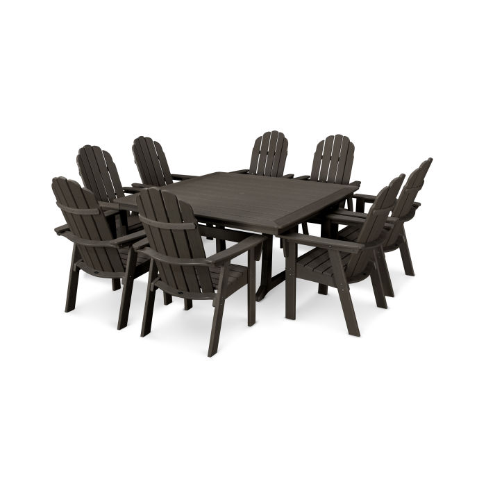 Vineyard Adirondack 9 Piece Nautical Trestle Dining Set In Vintage Finish Vineyard Adirondack 9 Piece Nautical Trestle Dining Set In Vintage Finish