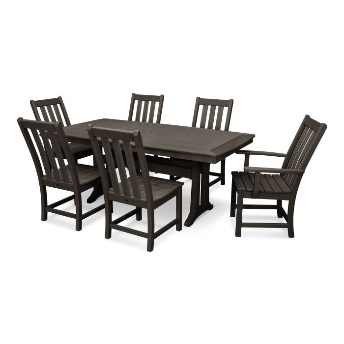 Patio Furniture Sets Vineyard 7 Piece Nautical Trestle Dining Set